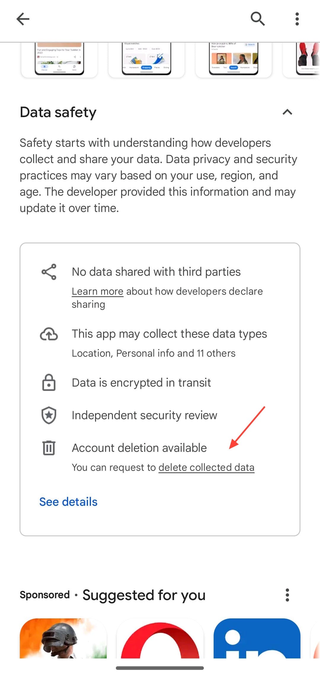 Google Play Store Account data deletion 1