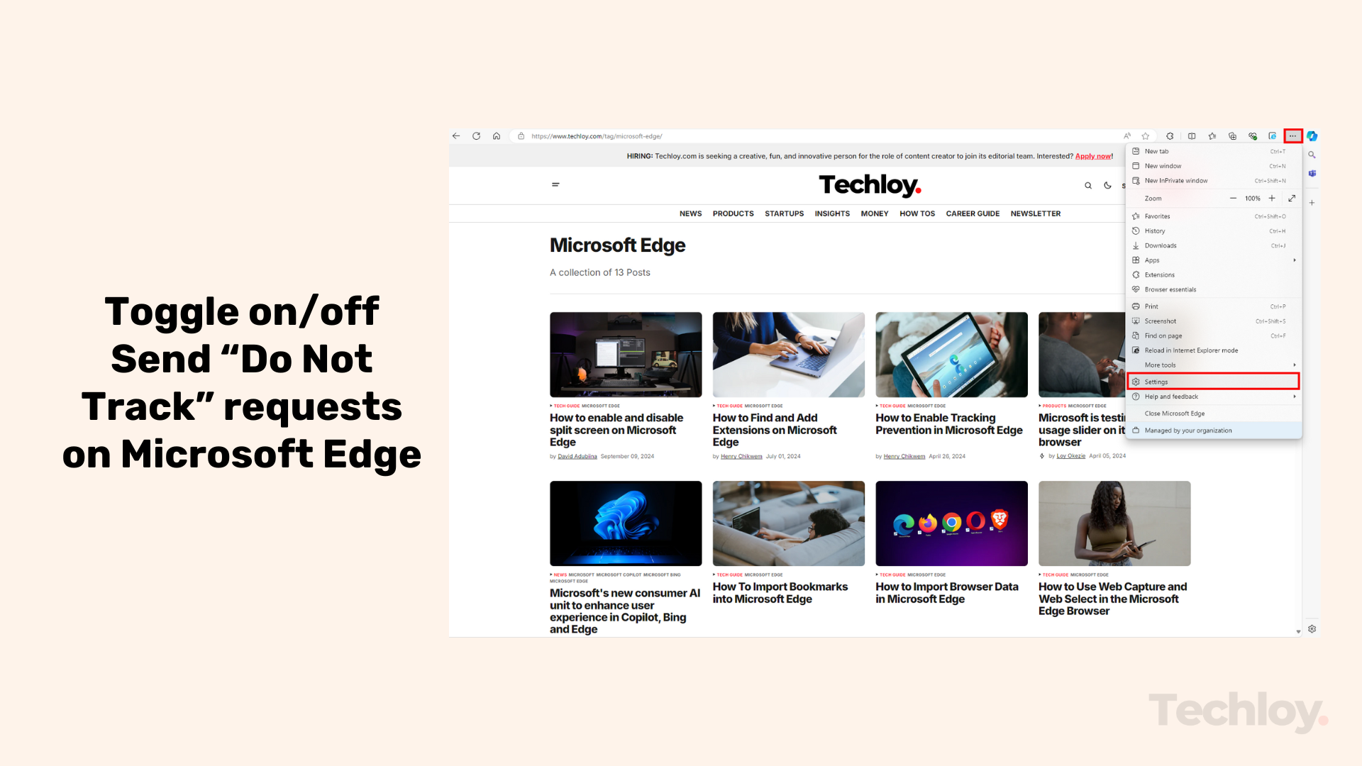 How to toggle on and off Send "Do Not Track" request on Microsoft Edge