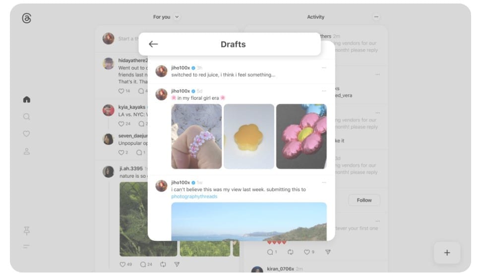 How to save drafts on Threads