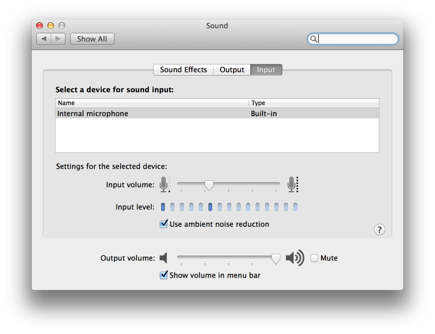 select use ambient noise reduction