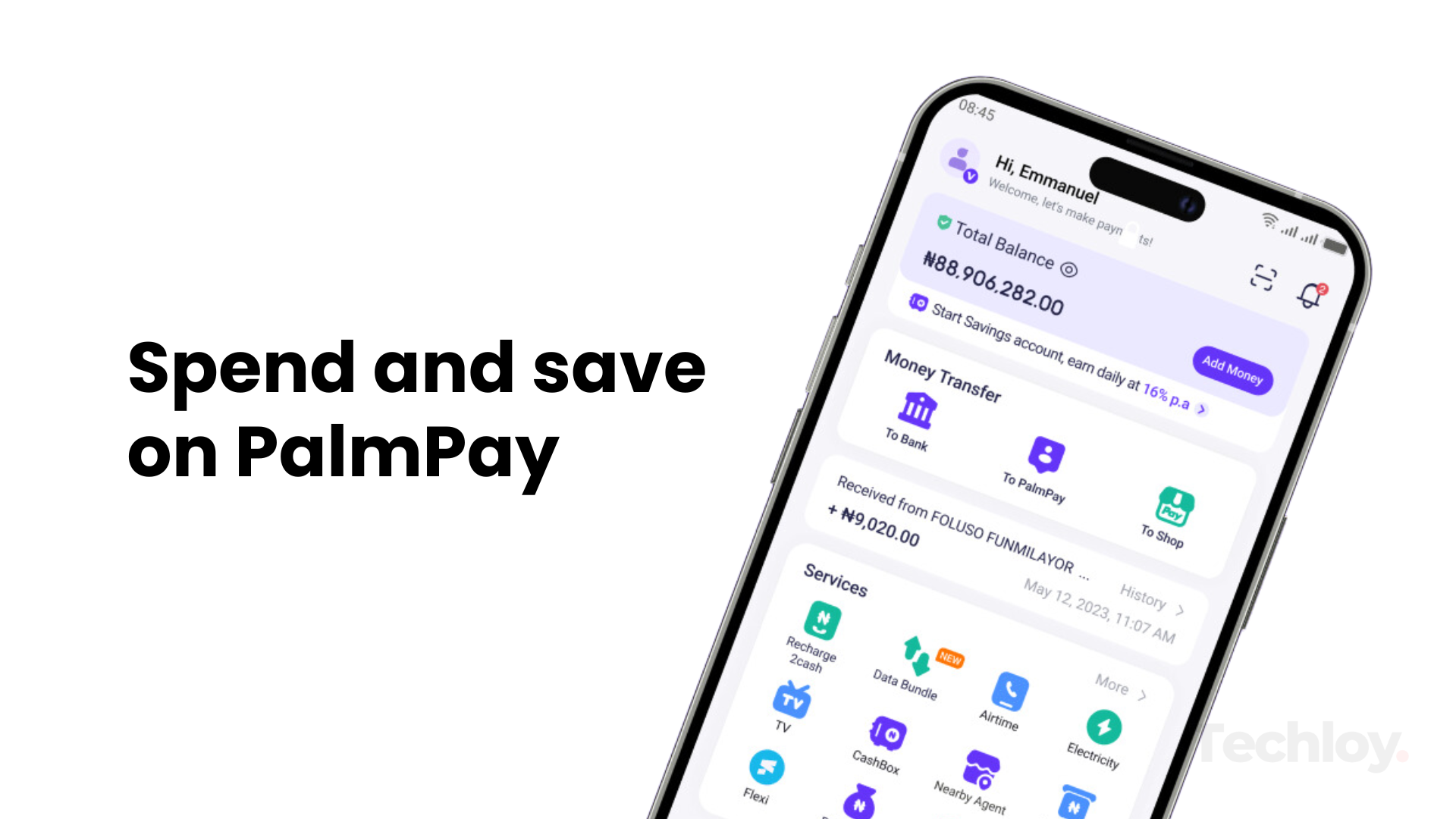 How to use the spend and save feature on PalmPay