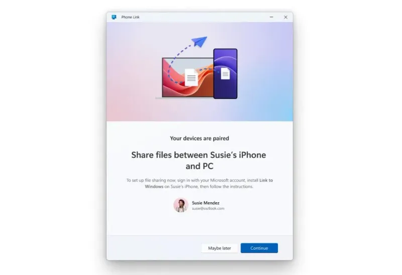 Microsoft’s Phone Link app now lets iPhone users share files with Windows PCs post image